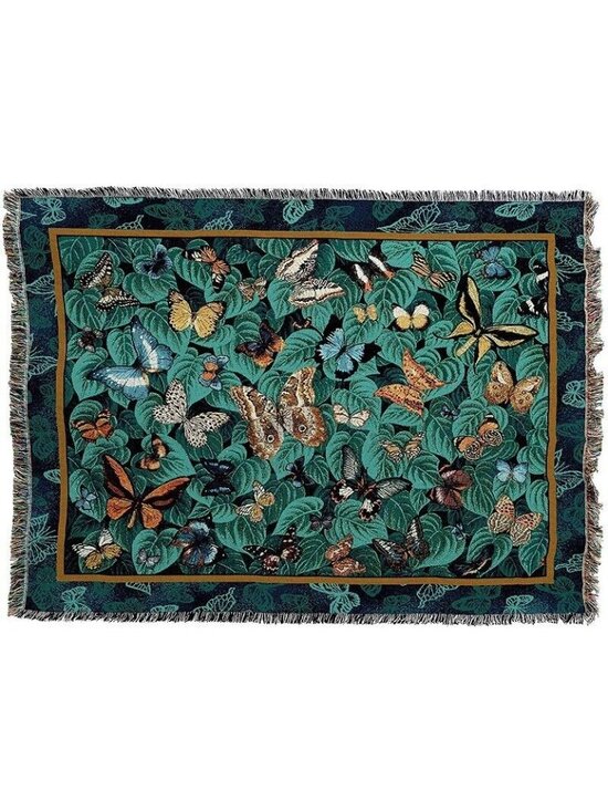 Unbranded Other - New Butterfly Heavy Afghan Woven Cotton Throw Blanket Gift Butterflies Wings NIP